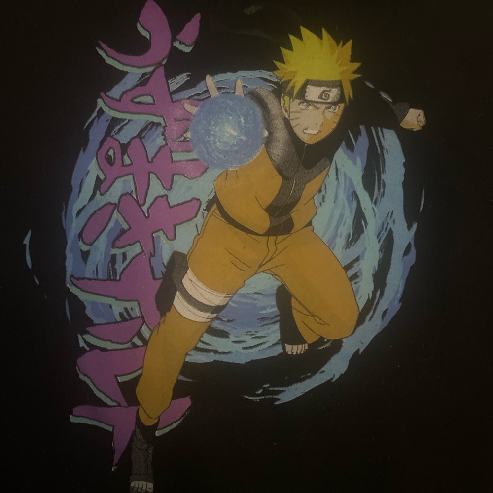 Anime Graphic Hoodie with Orange and Blue Design. Naurto